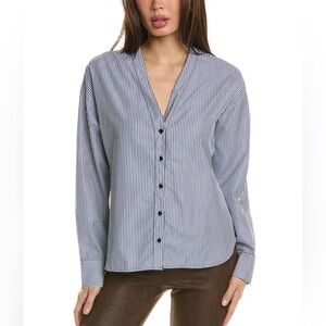 Sandro Striped Blue Button-Up Women's Top